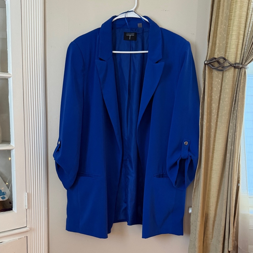 Tahari Women's Open-Front Royal Blue Blazer